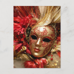 Postale Carte Décorative de Masque de Carnaval de Luxe