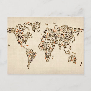 Postale Carte des chats de la carte du monde