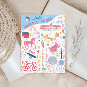 Postale Carte des choses préférées de l'île de Mackinac Mi