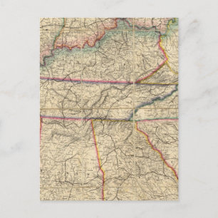Postale Carte des États du sud de l'Amérique