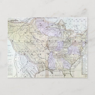 Postale CARTE DES ÉTATS-UNIS, c1812