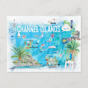 Postale Carte des îles Anglo-Normandes Guernesey Jersey Au