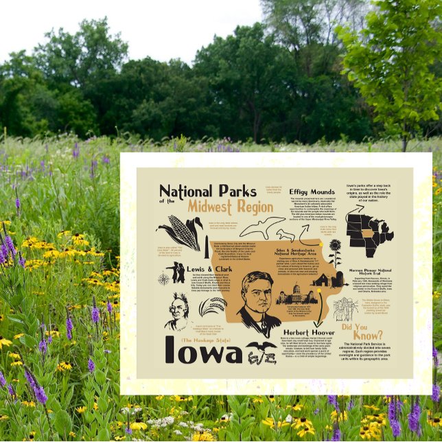 Postale Carte des parcs nationaux de l'Iowa (Créateur téléchargé)