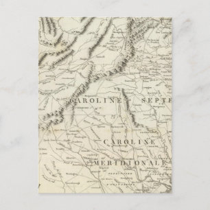 Postale Carte des provinces du sud des Etats-Unis