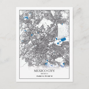 Postale Carte des rues de Mexico City Centre Amérique