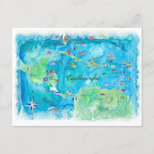 Postale Carte des Vintage voyage de la mer des Caraïbes