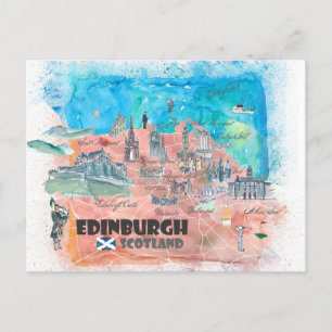 Postale Carte des voyages d'Edimbourg en Écosse