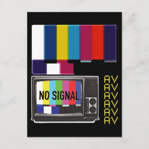 Postale Carte d'essai à la télévision Pas de signal Vaporw