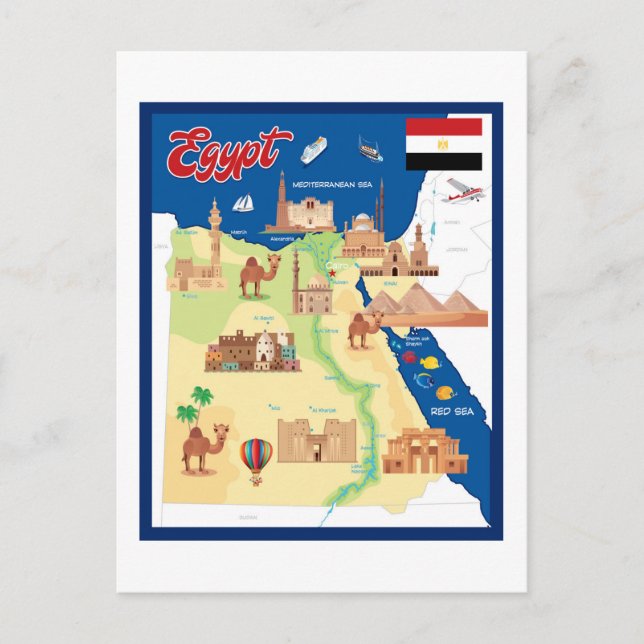 Postale Carte dessin animé de l'Égypte (Devant)
