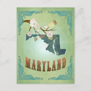Postale Carte d'état du Maryland Vintage moderne - Sage Gr