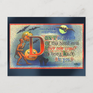 Postale Carte d'Halloween des diables et chauves-souris
