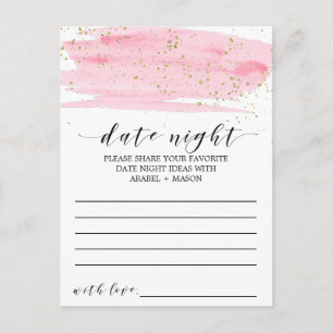Postale Carte d'Idée de Nuit Aquarelle Rose et Or