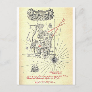Postale Carte d'île du trésor de Robert Louis Stevenson