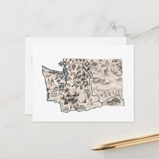 Postale Carte d'image Vintage de Washington Antique State  (Devant/Arrière en situation)