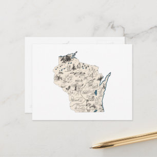 Postale Carte d'image Vintage du Wisconsin Antique State C