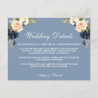 Carte d'insertion de détails de mariage Dusty Blue