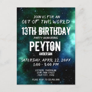 Postale Carte d'invitation d'anniversaire Galaxie Étoiles