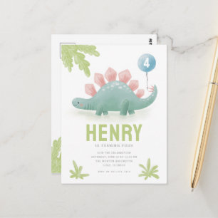 Postale Carte d'invitation d'anniversaire pour enfant dino