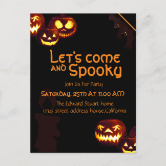 Postale Carte d'invitation de fête d'Halloween avec bougie