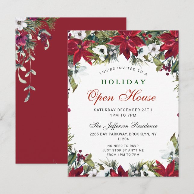 Postale Carte d'invitation de Noël Open House (Devant / Derrière)