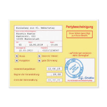 Carte d'invitation en forme de certificat médical,