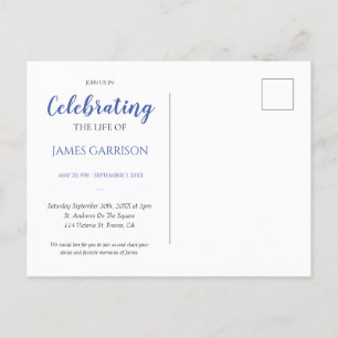 Postale Carte d'invitation funéraire avec photo pour céléb