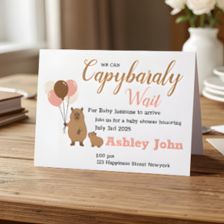 Postale Carte d'invitation pour Baby Shower Capybara | hon
