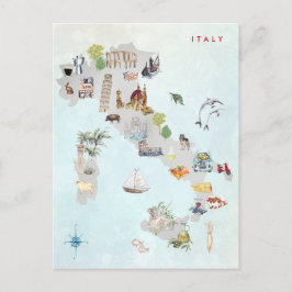 Postale Carte d'Italie illustrée à l'aquarelle Art