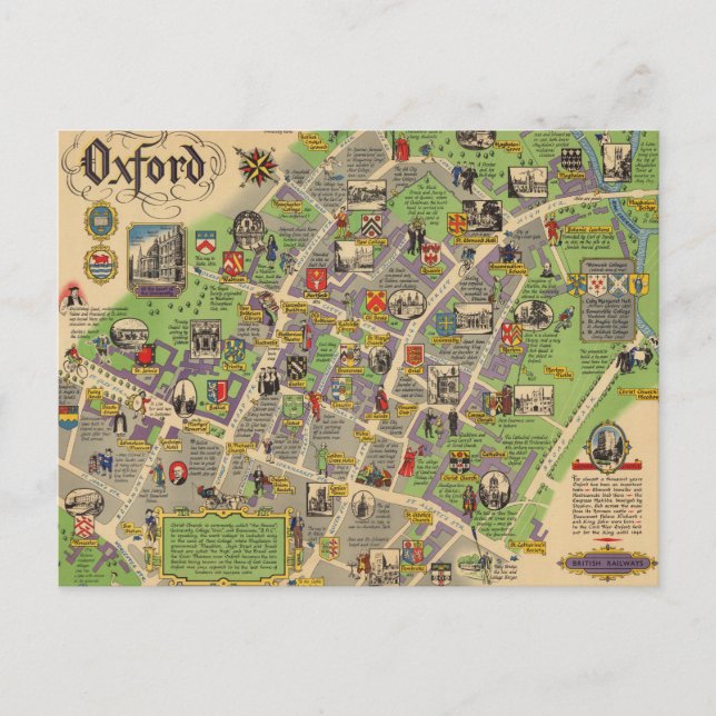 Postale Carte d'Oxford, Angleterre (Chemins de fer britann (Devant)