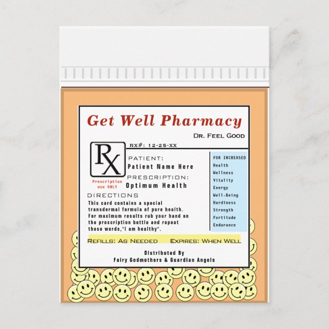 Postale Carte drôle pour un prompt rétablissement (Devant)