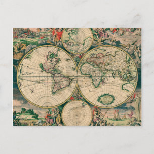 Postale Carte du 17ème siècle du monde