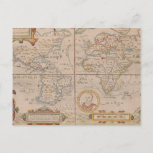 Postale Carte du Circumnavigation de Drake du Globe