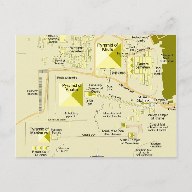 Postale Carte du complexe pyramidal de Gizeh Diagramme (Devant)