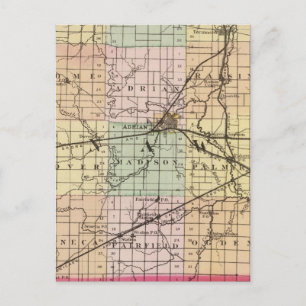 Postale Carte du comté de Lenawee, Michigan