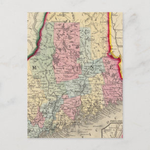 Postale Carte Du Comté De L'État Du Maine