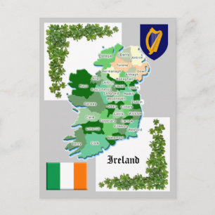 Postale Carte du comté de l'Irlande