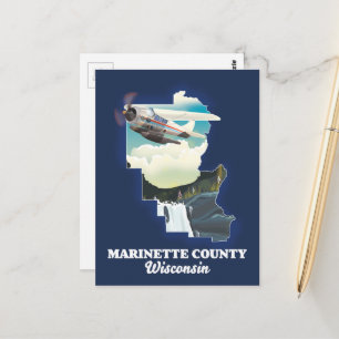 Postale carte du comté de Marinette Wisconsin