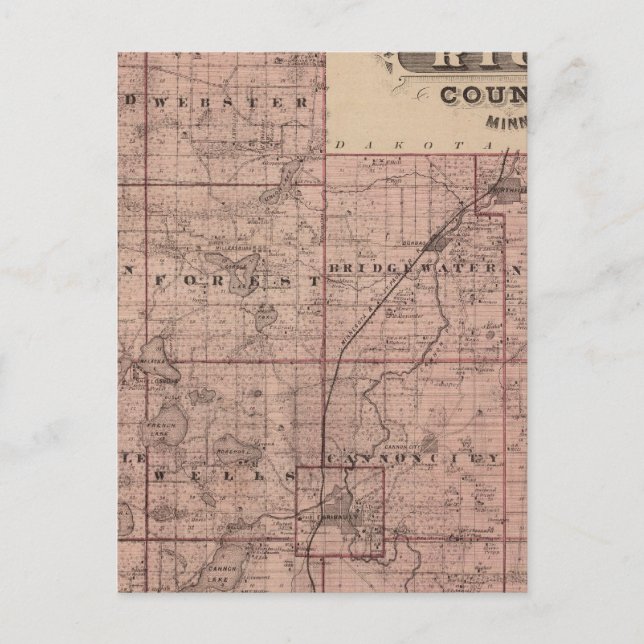Postale Carte du comté de Rice, Minnesota (Devant)