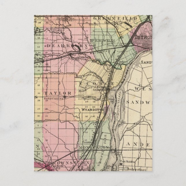 Postale Carte du comté de Wayne, Michigan (Devant)