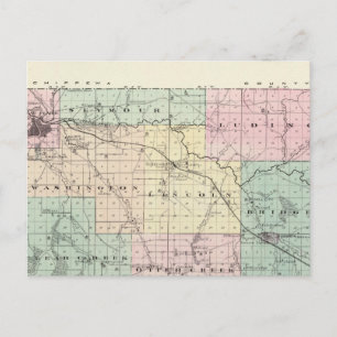 Postale Carte du comté d'Eau Claire, État du Wisconsin