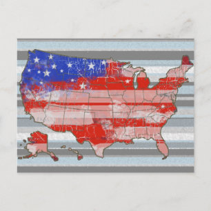 Postale carte du continent américain patriotique