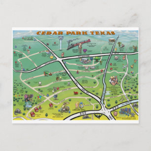 Postale Carte du dessin animé Cedar Park Texas