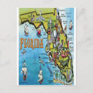 Postale Carte du dessin animé en Floride