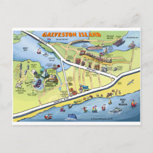 Postale Carte du dessin animé Galveston Texas