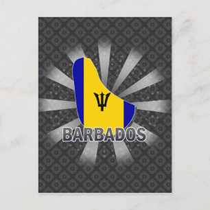 Postale Carte du drapeau de la Barbade 2.0