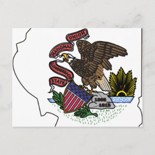 Postale Carte du drapeau de l'Illinois