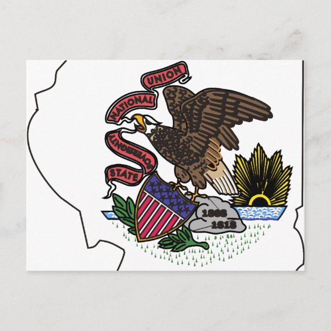 Postale Carte du drapeau de l'Illinois (Devant)