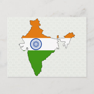 Postale Carte du drapeau de l'Inde pleine taille