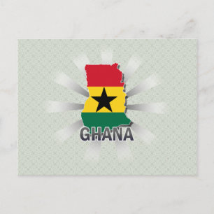 Postale Carte du drapeau du Ghana 2.0