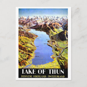 Postale Carte du lac de Thoune, Oberland bernois, Suisse